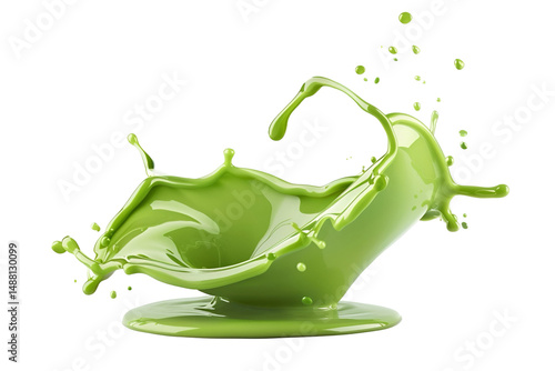 Matcha splash on white background