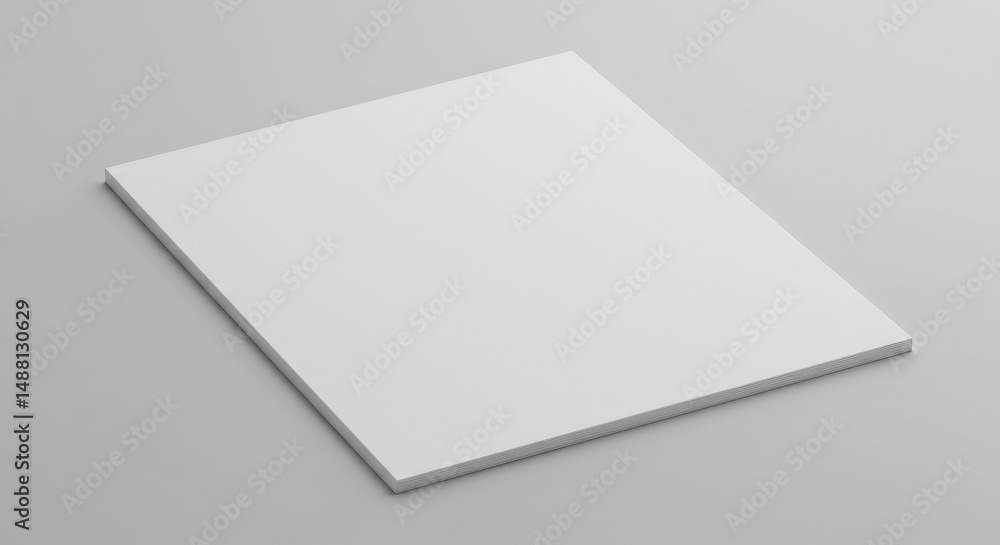 Blank White Paper Stack on Light Gray Surface Blank White Paper Stack on Light Gray Surface