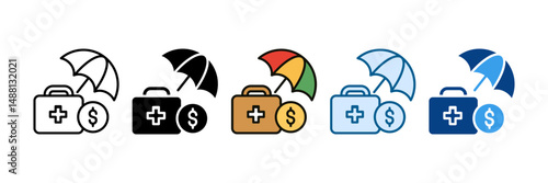 Emergency Fund Icon Set Multiple Style Collection