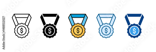 Financial Achievement Icon Set Multiple Style Collection