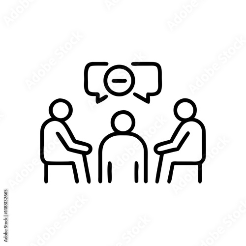Teen group therapy session icon, mental health in teenagers concept