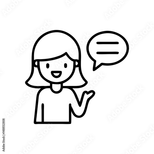 Confident teen girl speaking in front of group on clean white background
