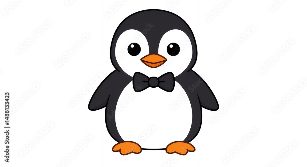 Obraz premium Cute penguin illustration with bow tie
