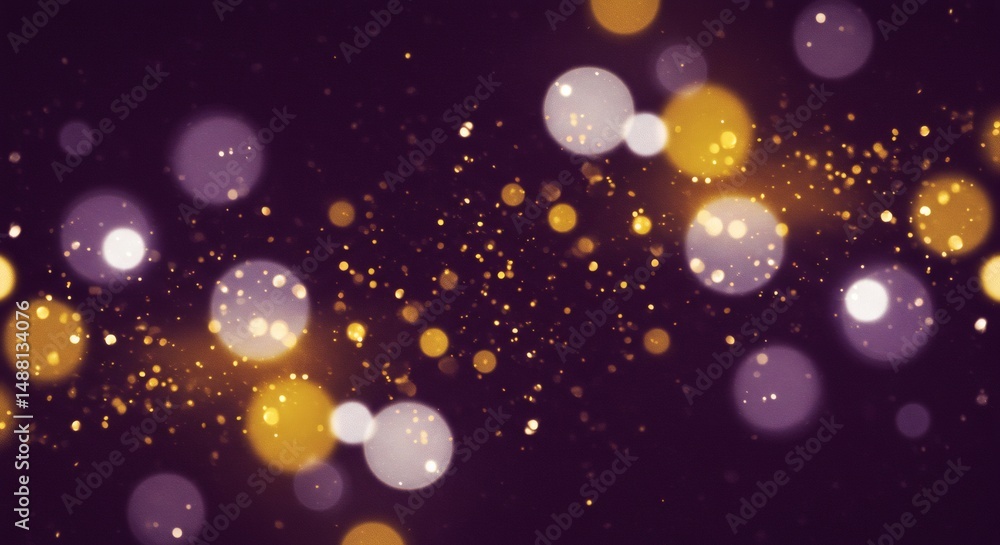 Obraz premium Floating Bokeh Lights with Gold Dust on Dark Background Festive Design