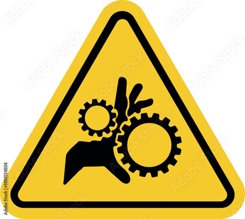 crushing hand warning sign