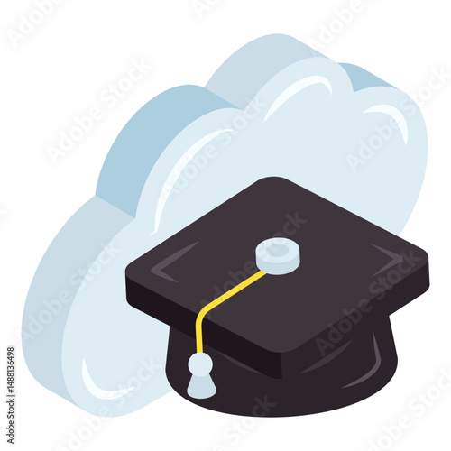 Editable design icon of cloud education 