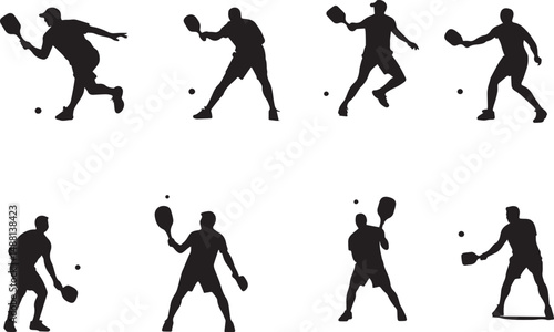 Wallpaper Mural Silhouette of people playing pickleball Torontodigital.ca