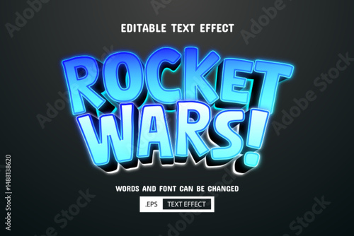 Blue rocket wars text - editable 3d text effect