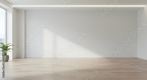 empty room,  white walls,  wooden floor, Empty Modern Room with White Walls and Light Wooden Floor