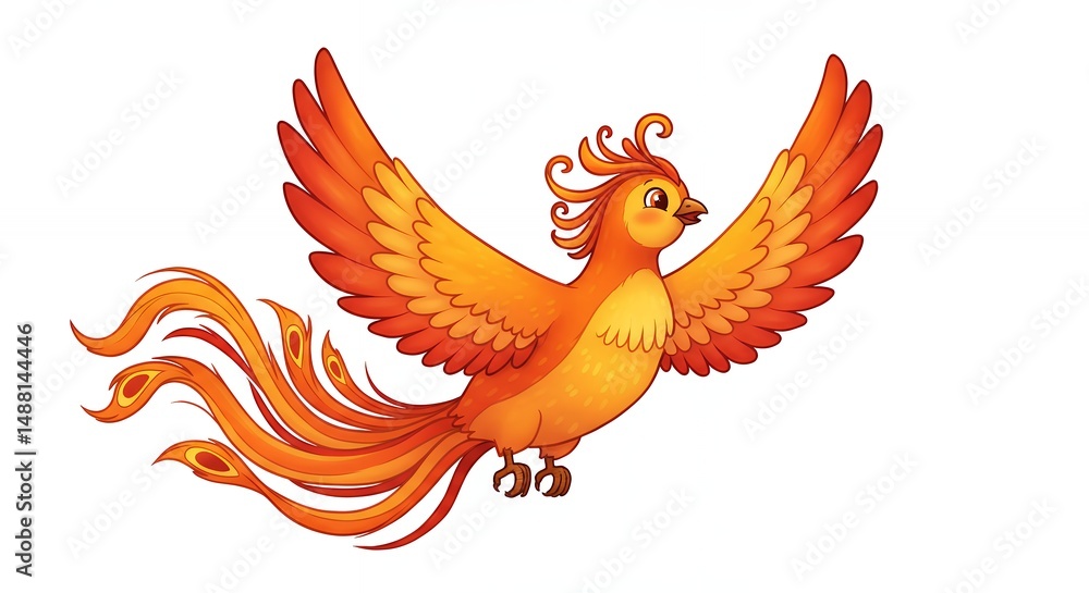 Fototapeta premium Orange phoenix in flight