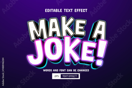 Joke white glow text - editable 3d text effect