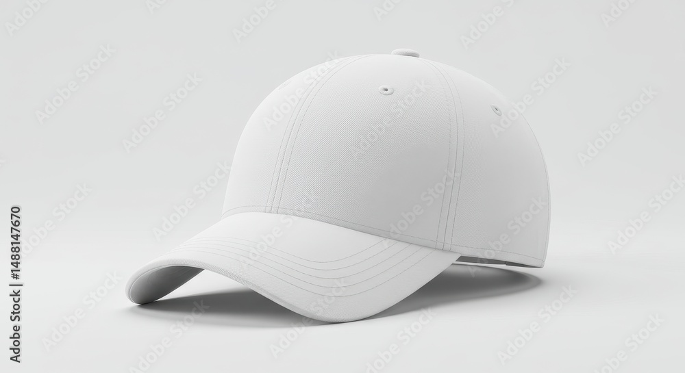 Isolated White Baseball Cap on Neutral Background Isolated White Baseball Cap on Neutral Background