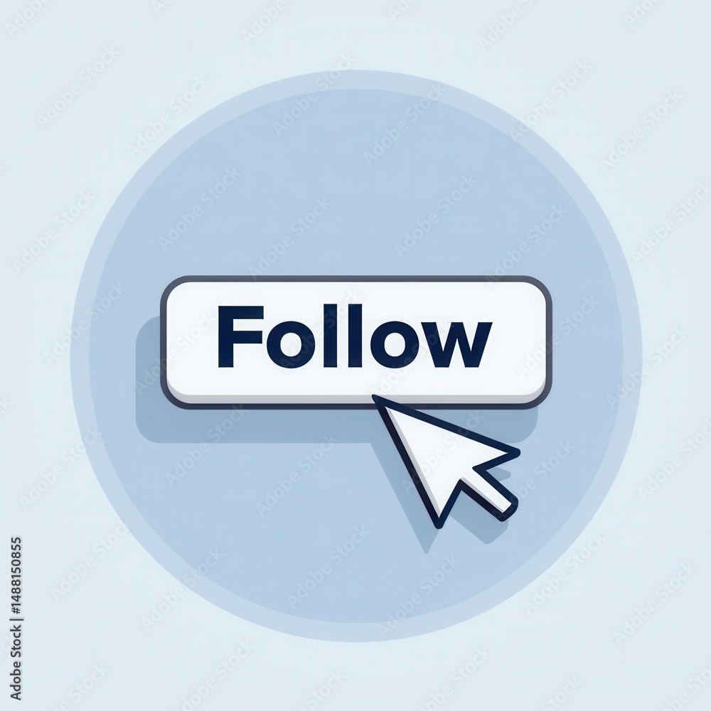 Digital follow button on website interface with mouse cursor
Digital follow button on website interface with mouse cursor