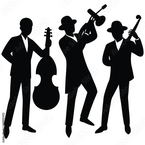 Jazz Musicians Performing on Stage Vector