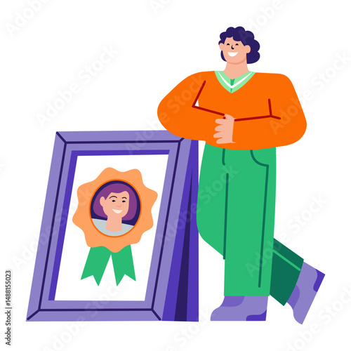 A flat style illustration showing best employee