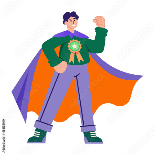 Flat style illustration showing best worker