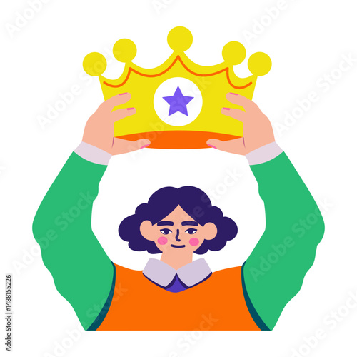 A flat style illustration of winner crown