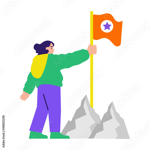 A flat style illustration of reaching milestone