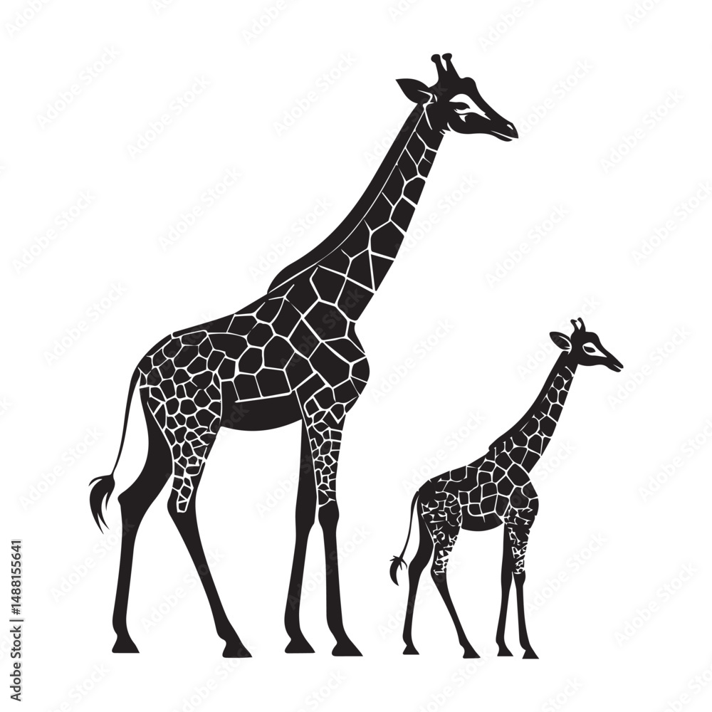 Naklejka premium giraffe silhouette vector illustration
