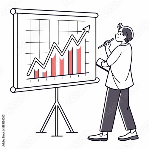 Businessperson presenting upward trending graph data