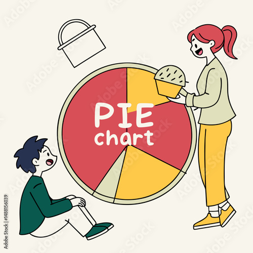 Kids learning pie chart data visualization