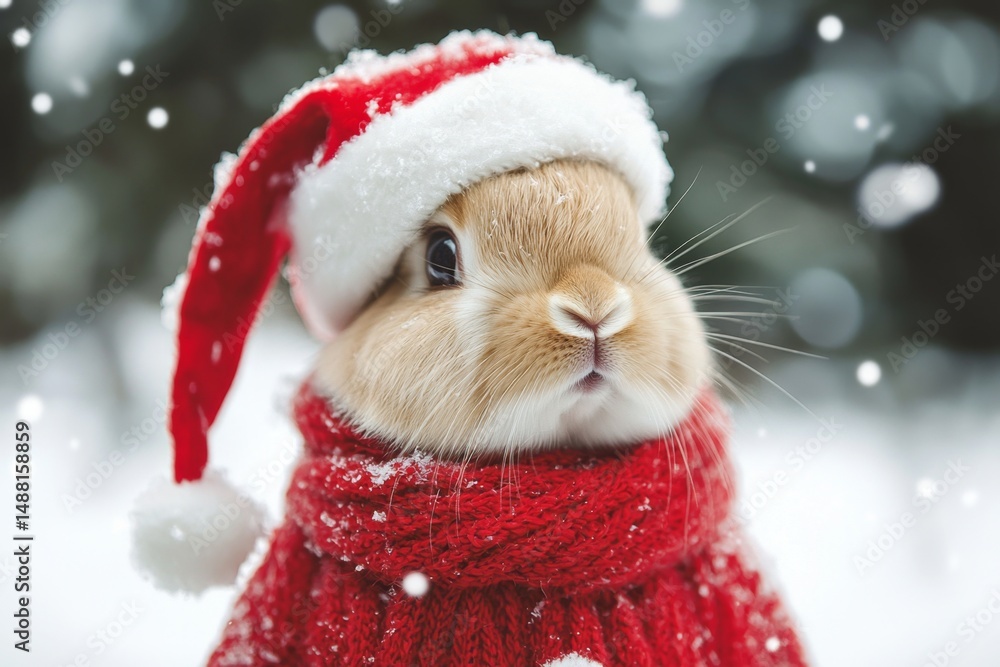 Adorable bunny dressed as Santa for the holidays. Adorable bunny dressed as Santa for the holidays.
