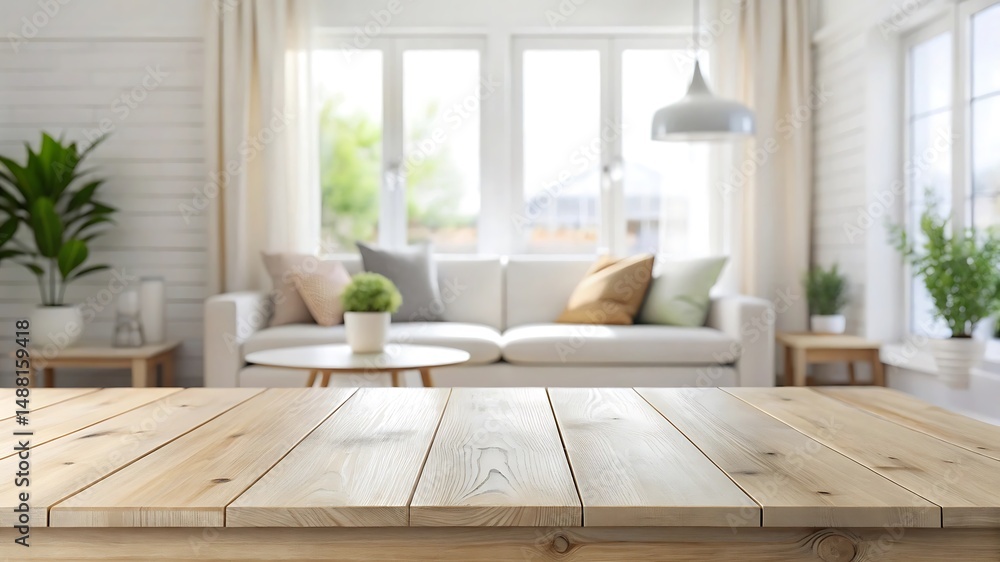 Modern Living Room with Wood Table and Cozy Interior Design Elements Modern Living Room with Wood Table and Cozy Interior Design Elements