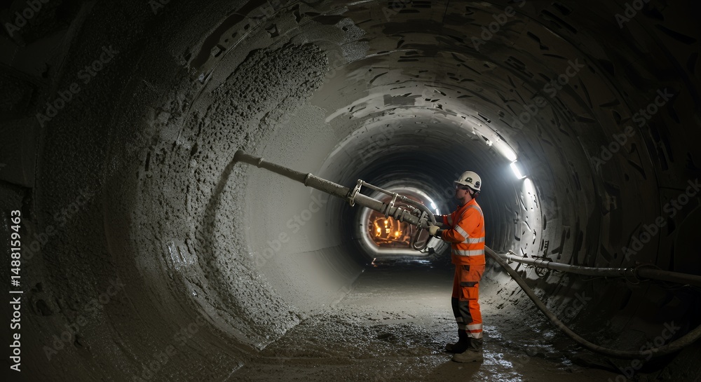 custom made wallpaper toronto digitalTunnel Construction: Worker Applying Concrete Lining