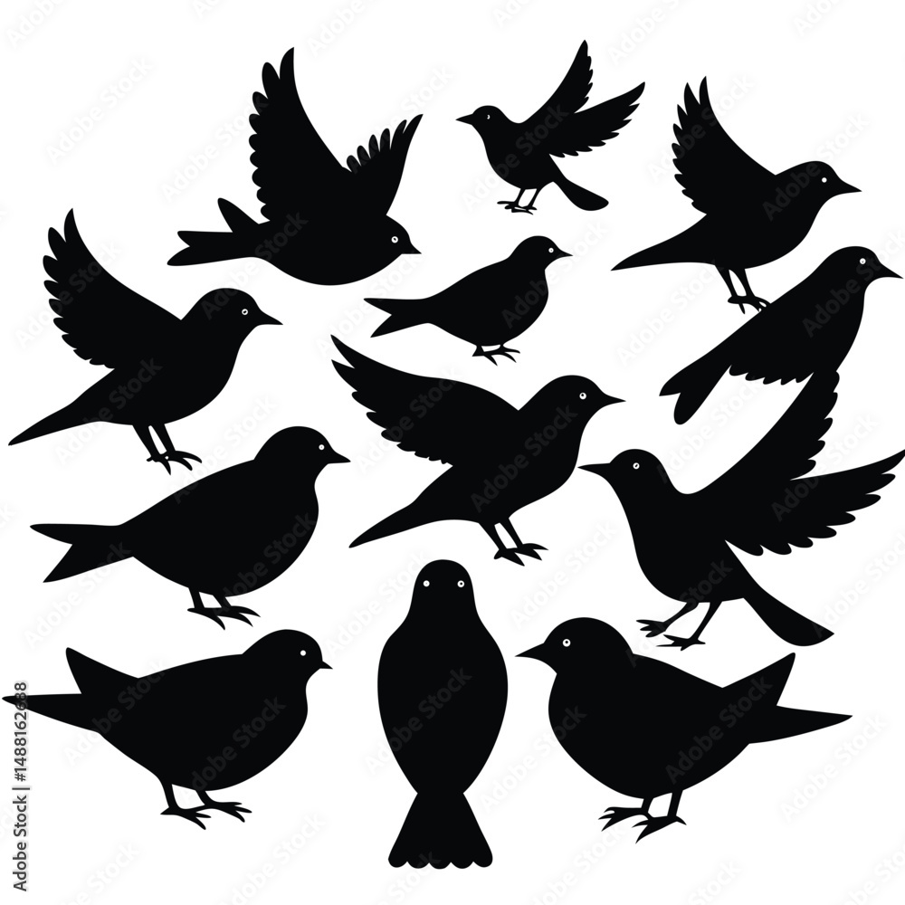 Obraz premium Bird Silhouette Graphic Vector Set