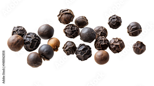 Obraz na płótnie Black peppercorns isolated on white w salonie