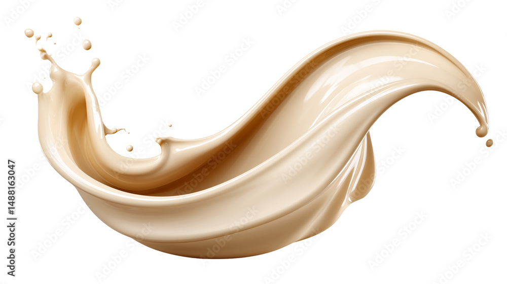 Beige liquid foundation splash isolated on white