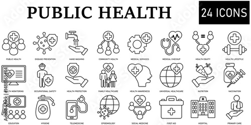 Set of public health Icons or symbols Vector fully editable file.