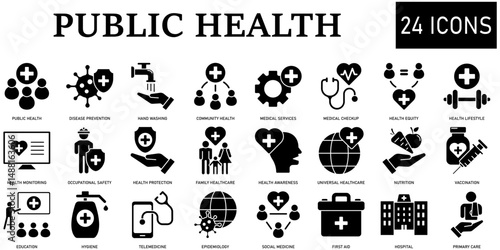 Set of public health Icons or symbols Vector fully editable file.