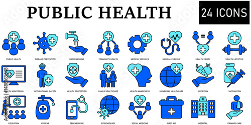 Set of public health Icons or symbols Vector fully editable file.