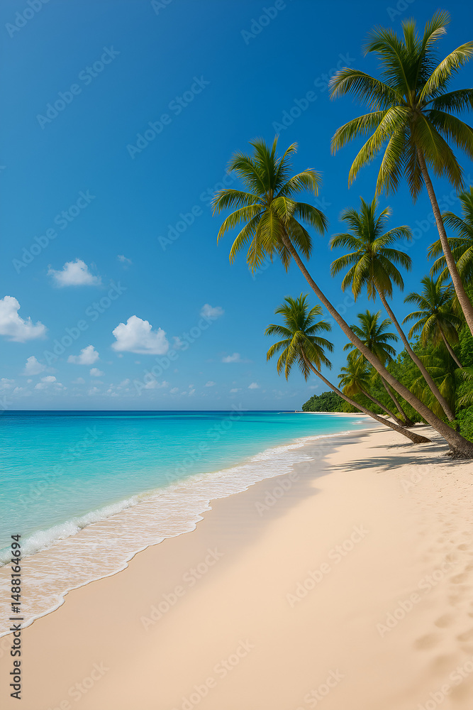 Naklejka premium palm trees on the beach