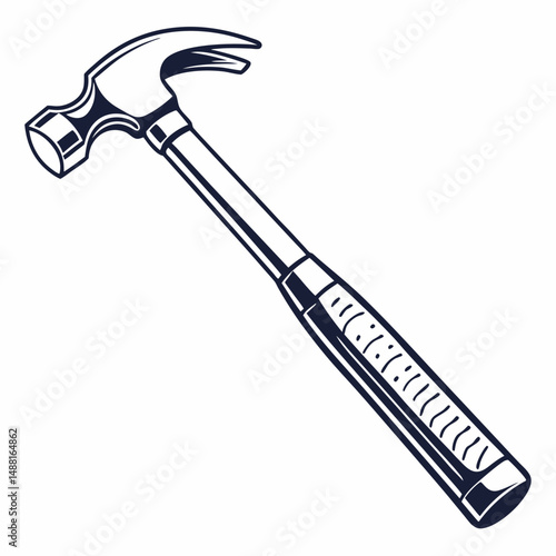 Professional claw hammer graphic design element isolated