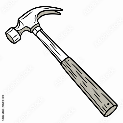 Professional claw hammer graphic design element isolated