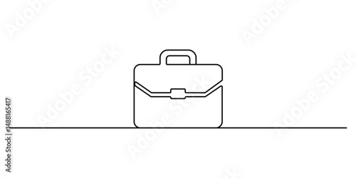 Drawing of a Briefcase in one continuous line drawing. Isolated on white background vector illustration