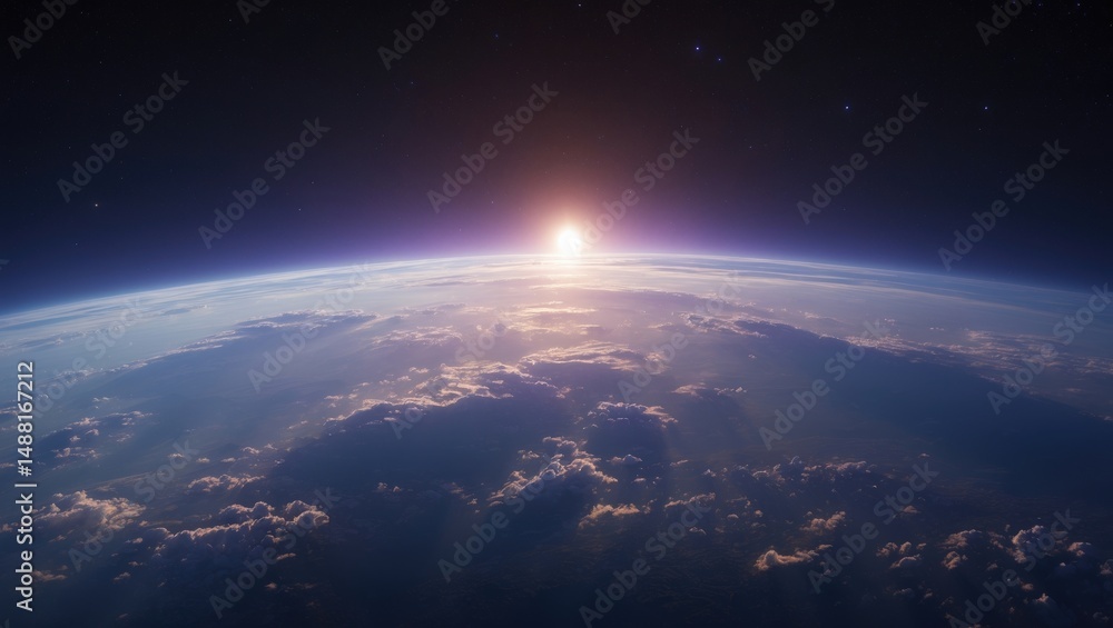 Obraz premium Earth at dawn in the cosmos