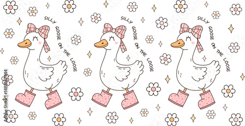 Retro groovy silly goose 16oz libbey glass can wrap. Silly goose cup wrap sublimation design. Coquette coffee glass, Summer 16oz full wrap, Cottagecore libby wrap.