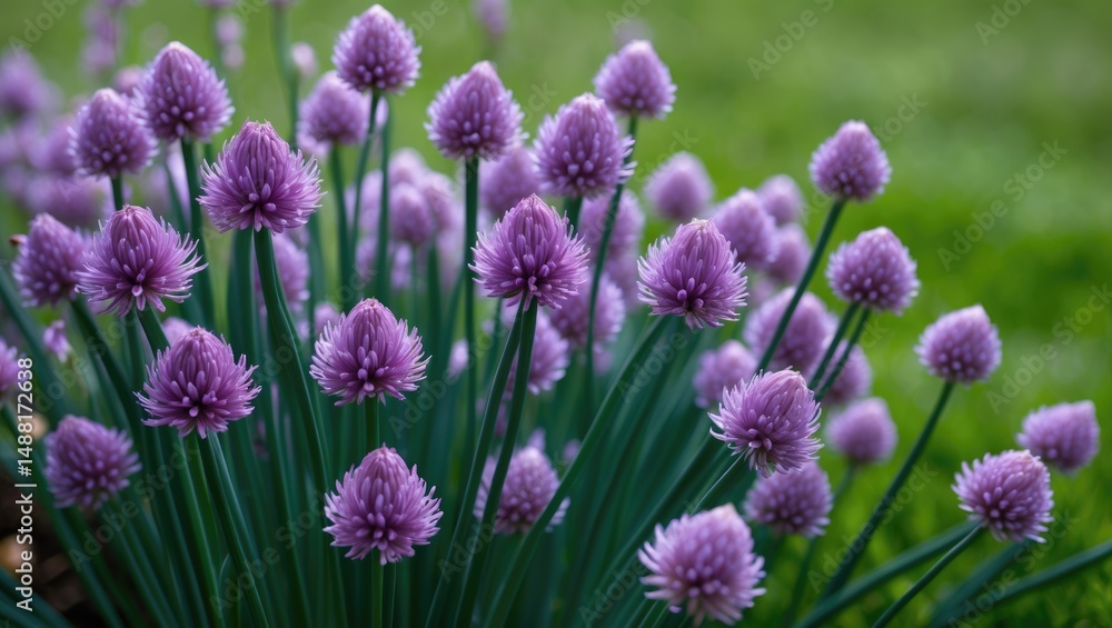 Onion plant with chives and flowering onions Onion plant with chives and flowering onions