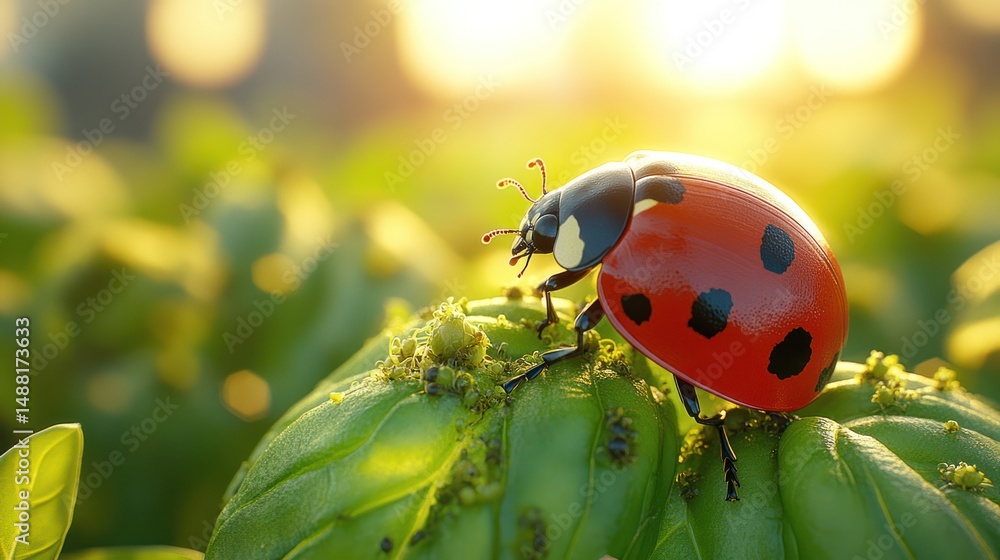 Ladybug on green plant macro photography Ladybug on green plant macro photography