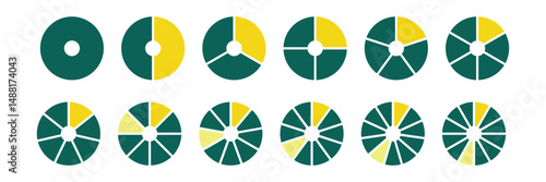 Pie chart set. Colorful diagram collection.