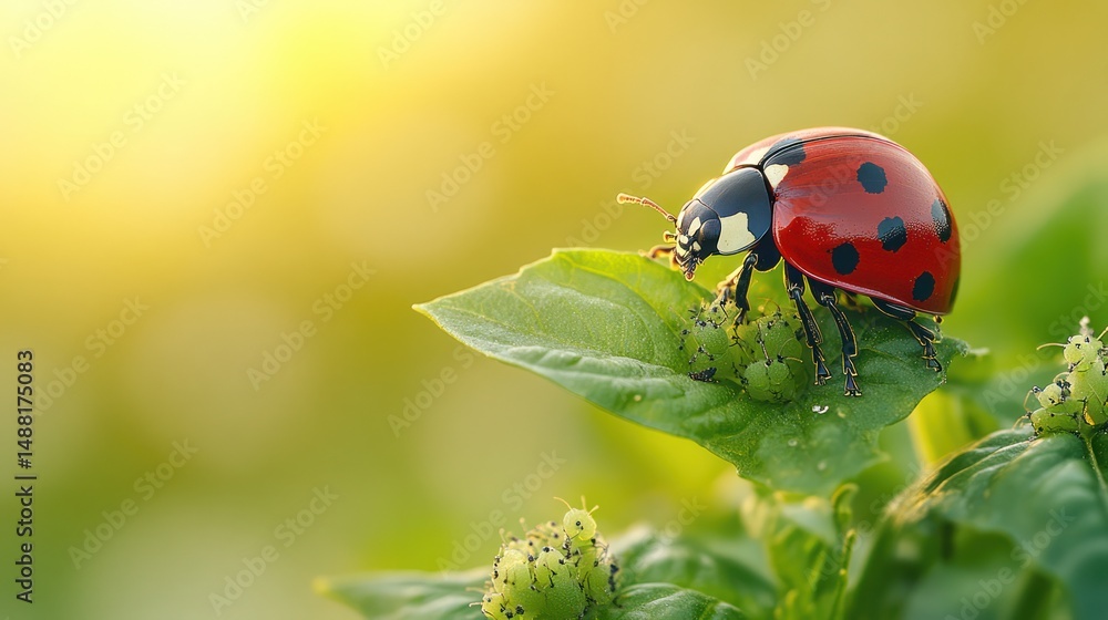 Ladybug on plant sunlight Ladybug on plant sunlight