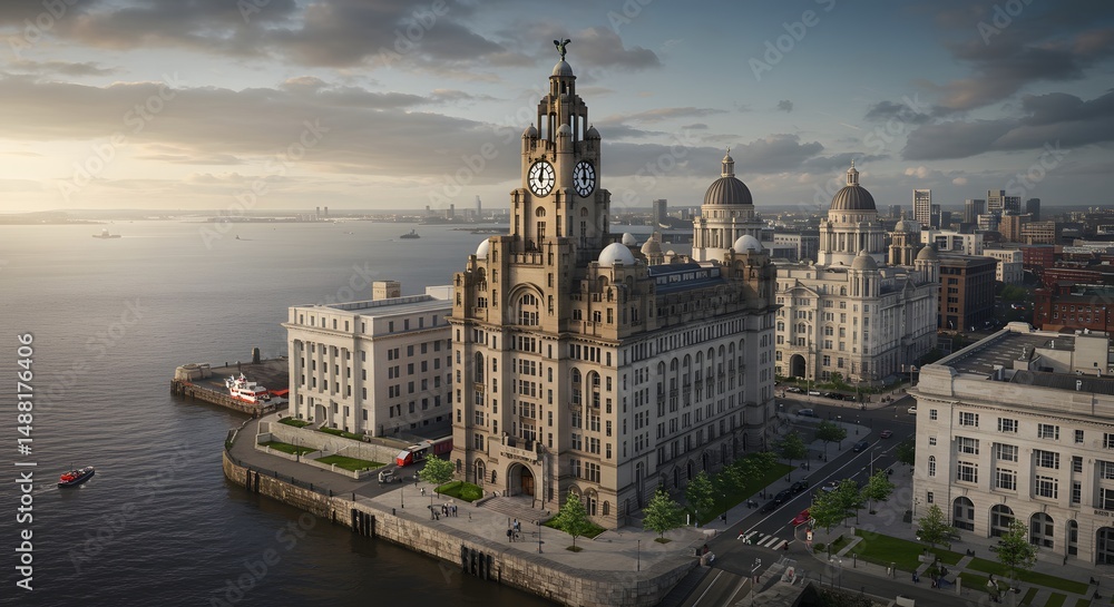 Obraz premium Liverpool Building Aerial View Cityscape