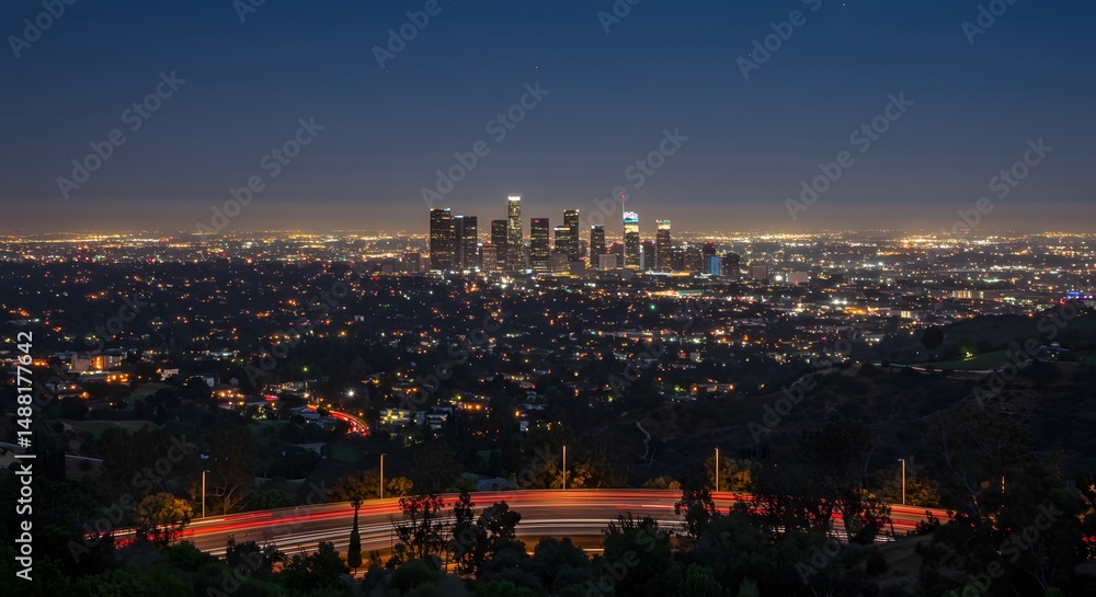 Obraz premium Los Angeles Cityscape at Night