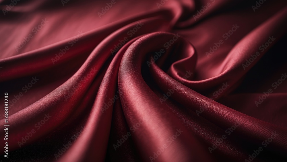 Obraz premium Elegant Dark Red Fabric with Rippled Texture for Wallpaper and Art