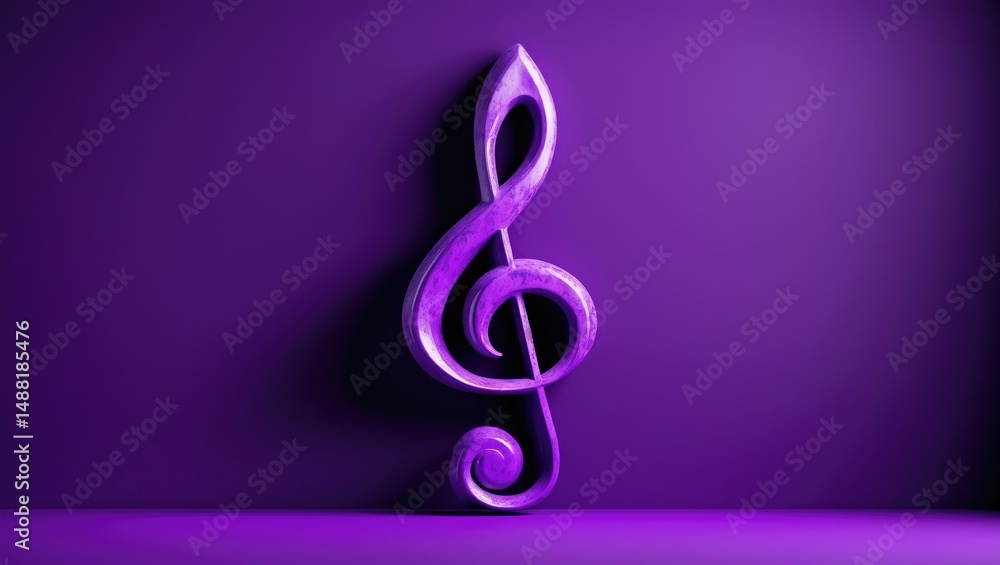 Violet background featuring a treble clef