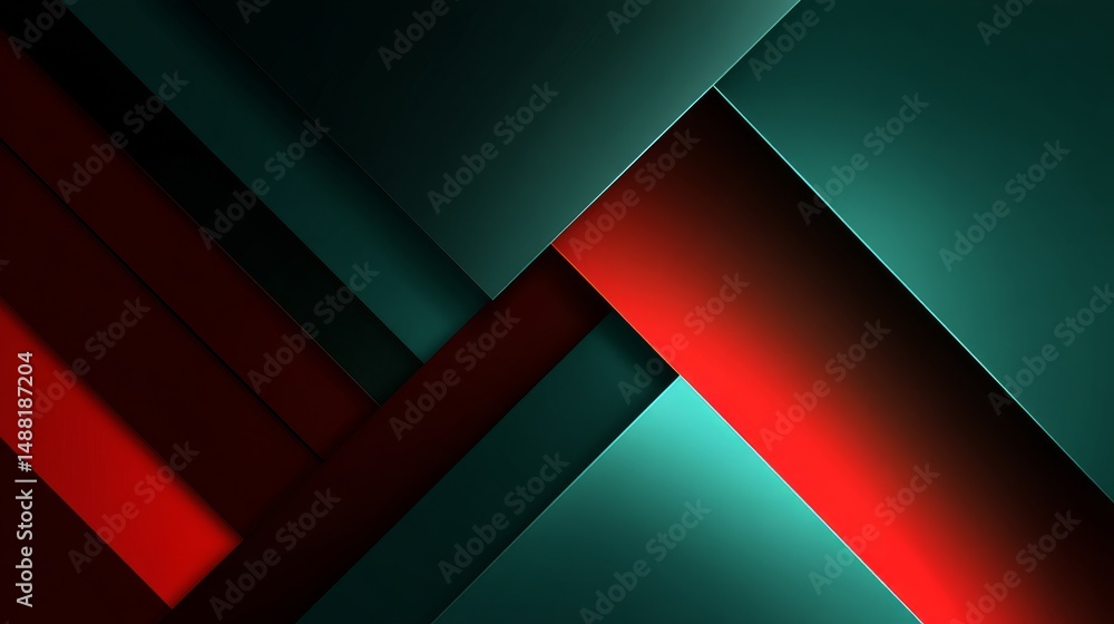 Fototapeta premium abstract 3d dark green background with a combination of luminous red overlap style graphic design element