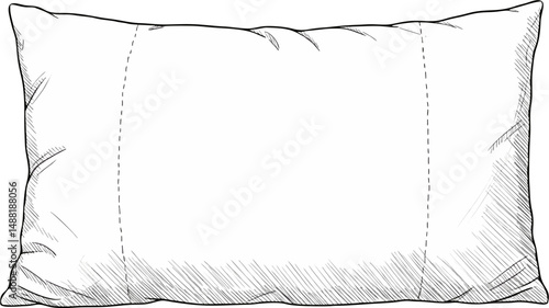 Detailed HandDrawn Pillow Depicting Softness and Comfort in Sketch Style - Line Art Illustration Vector